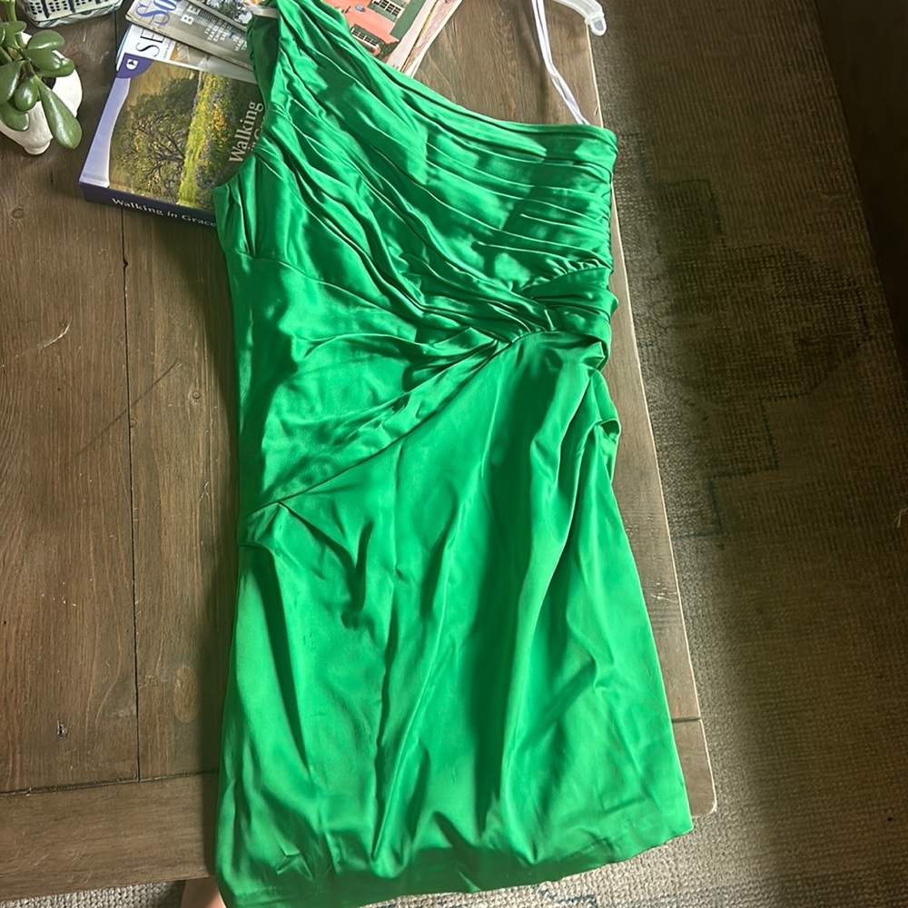 One shoulder satin cocktail dress